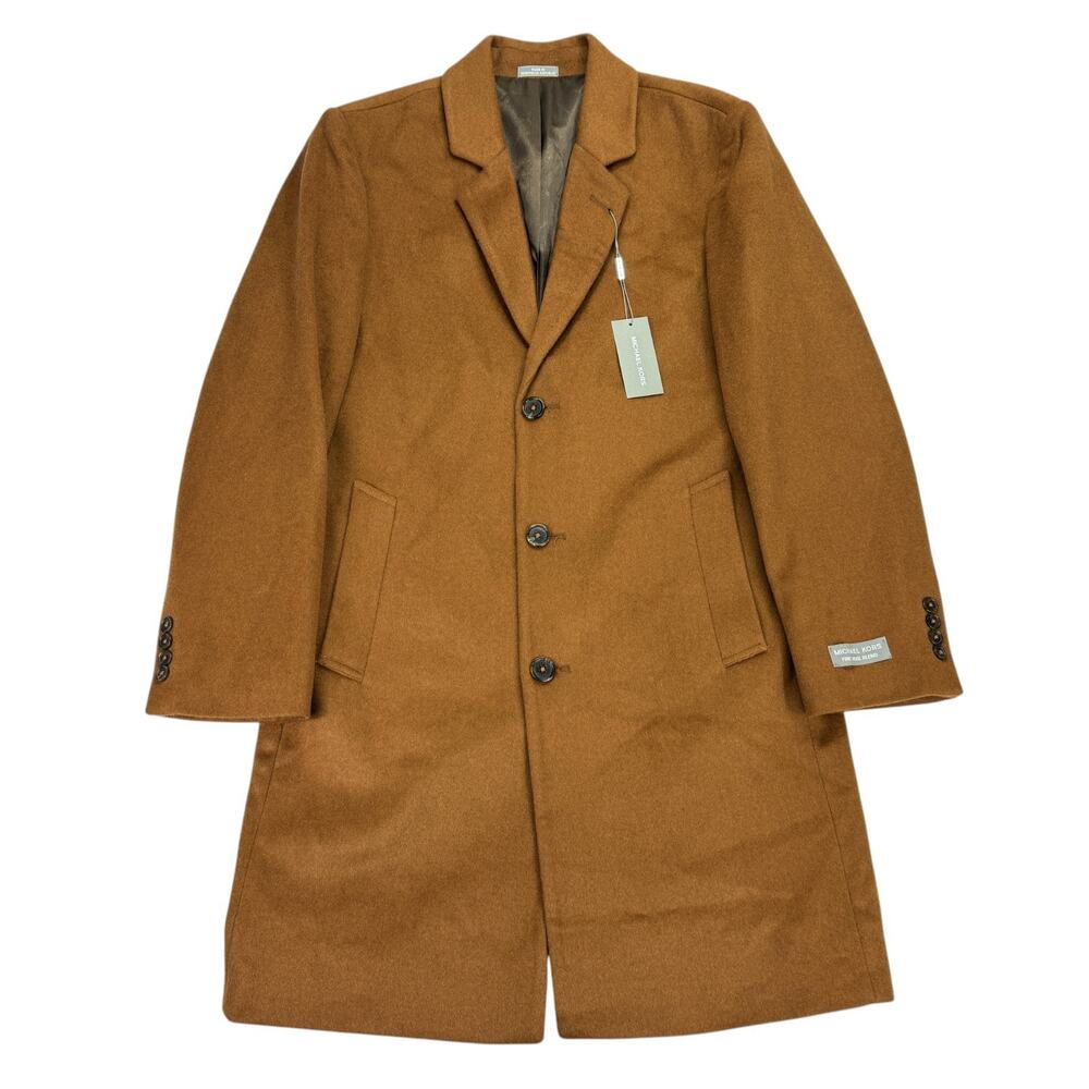 Michael Kors Mens Madison Wool Cashmere Modern Fit Overcoat Brown 38R